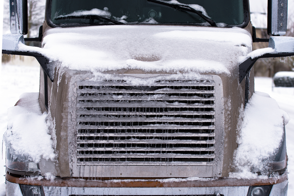 modern truck in winter