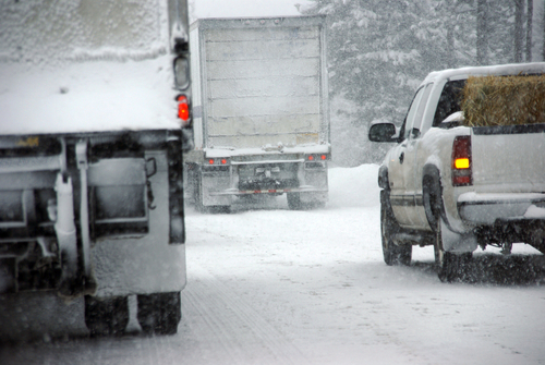 trucks driving during winter