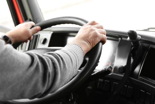 trucker at the wheel