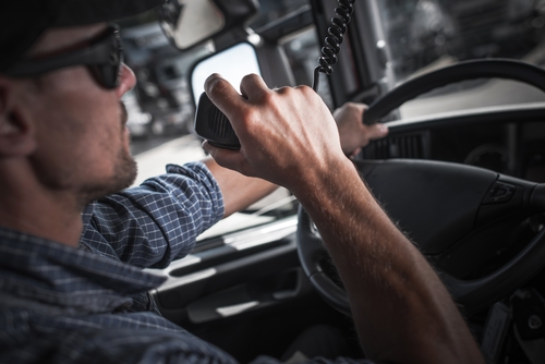 truck driver speaking on radio