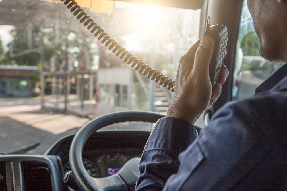 truck driver using radio